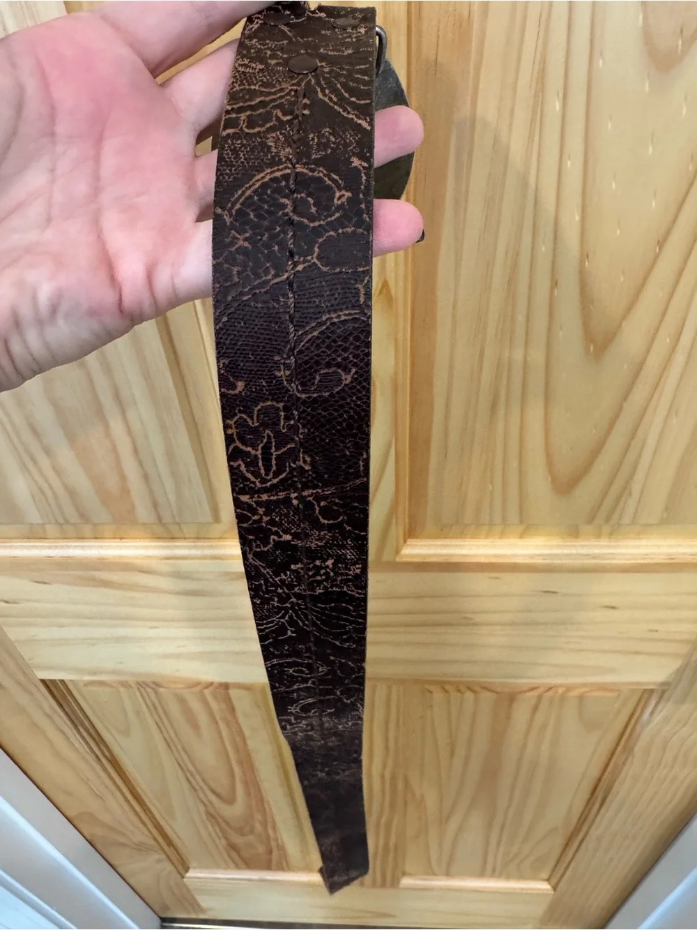 Daniel Cremieux Brown Leather Belt with Ornate Silver Buckle